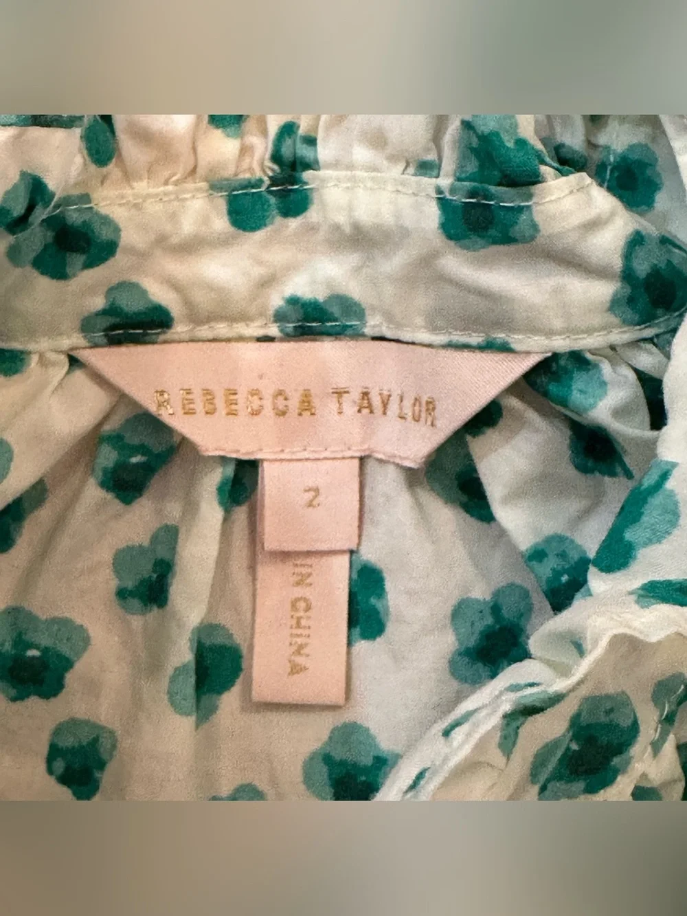 REBECCA TAYLOR Emerald Daisy Top inCream combo Size XS (k11)